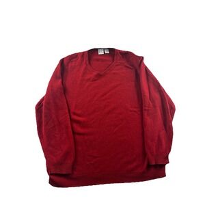 Field Gear Cashmere Sweater Mens Large V Neck Pullover Quiet Luxury Preppy Red